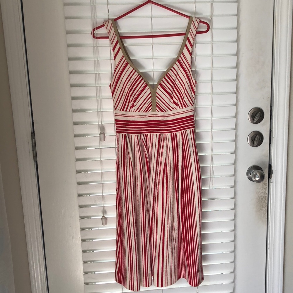 “Anthropologie” Red & White Stripped Dress